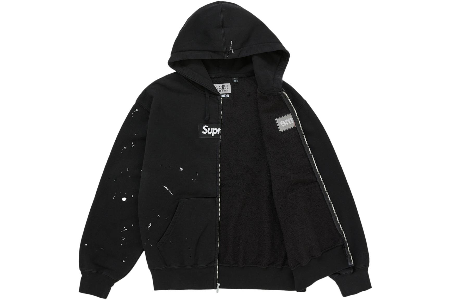 Supreme MM6 Maison Margiela Box Logo Zip Up Hooded Sweatshirt Black