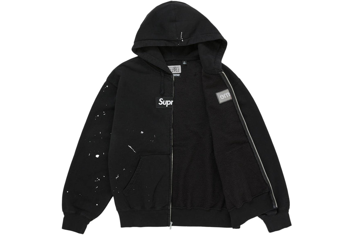 Supreme MM6 Maison Margiela Box Logo Zip Up Hooded Sweatshirt Black secondary image