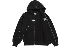 Supreme MM6 Maison Margiela Box Logo Zip Up Hooded Sweatshirt Black