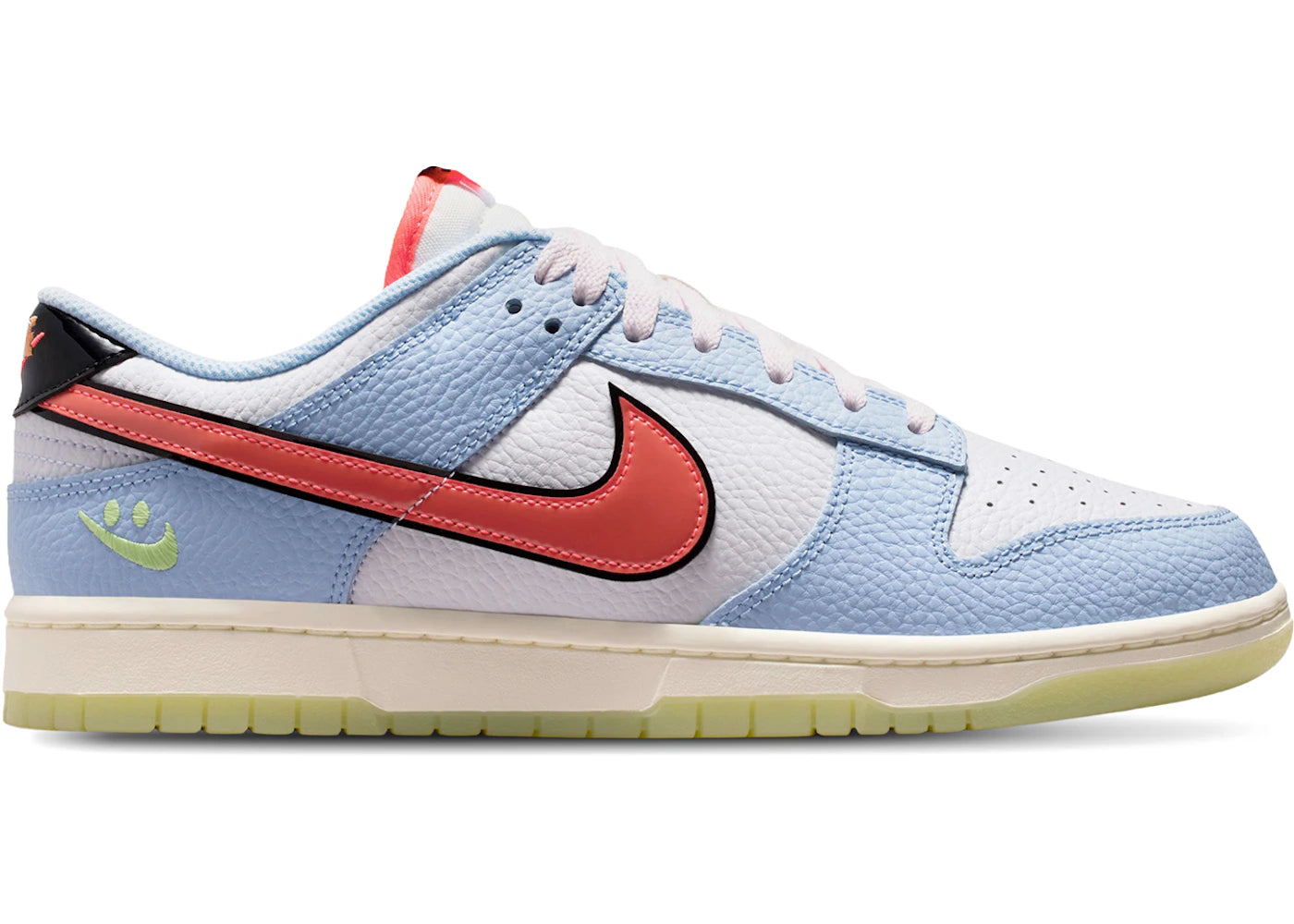 Nike Dunk Low Smiley Swoosh White Hydrogen Blue Crimson