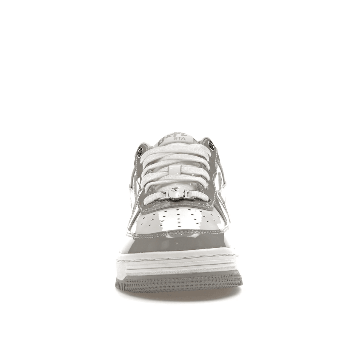 A Bathing Ape Bape Sta Patent Leather White Grey - Sneakerzone
