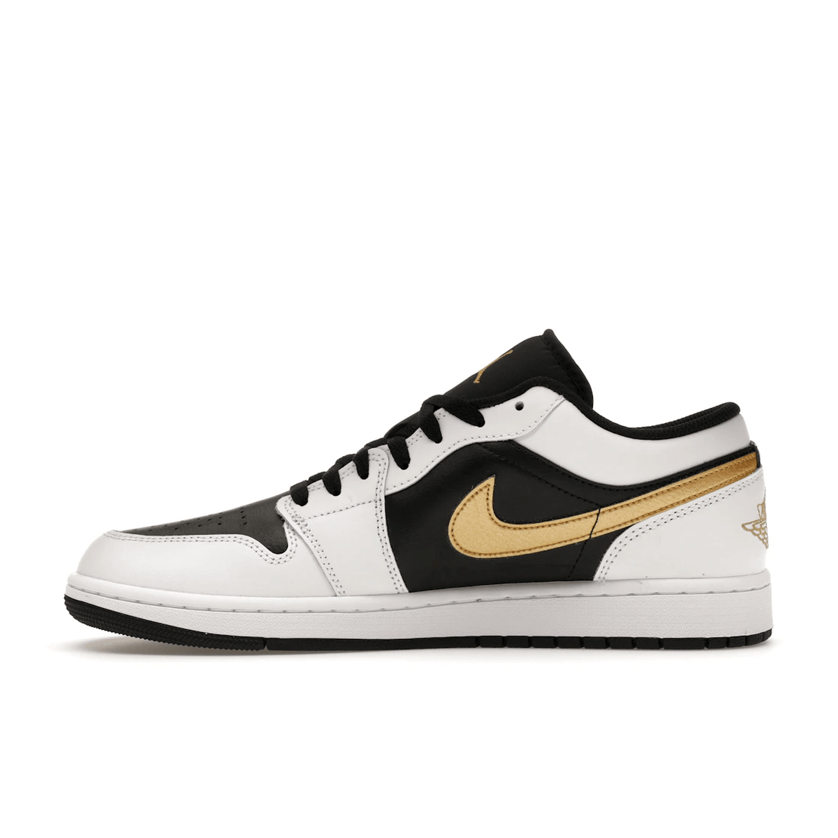 Air Jordan 1 Low White Black Metallic Gold Swoosh - Sneakerzone