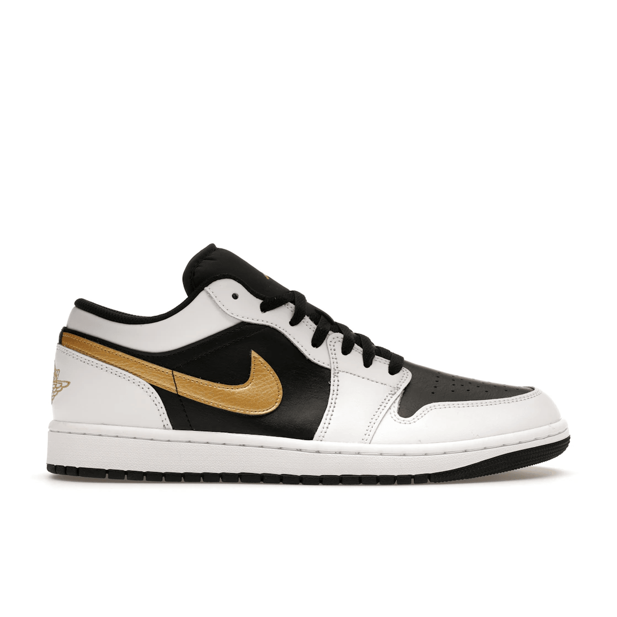 Air Jordan 1 Low White Black Metallic Gold Swoosh - Sneakerzone