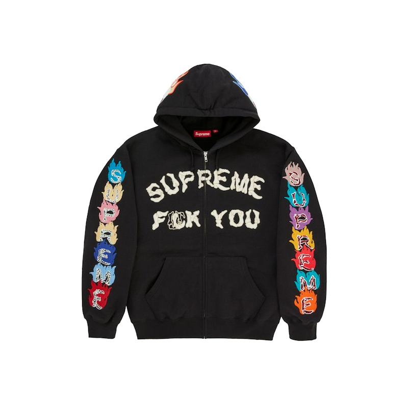 Supreme F**k You Zip Up Hooded Sweatshirt Black