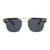 Gucci Square-Frame Metal Sunglasses Black Gold Grey