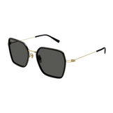 Gucci Square Sunglasses Black Gold Grey