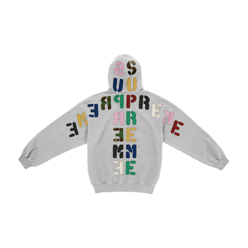 Supreme Mirrored Applique Hooded Sweatshirt Heather Grey