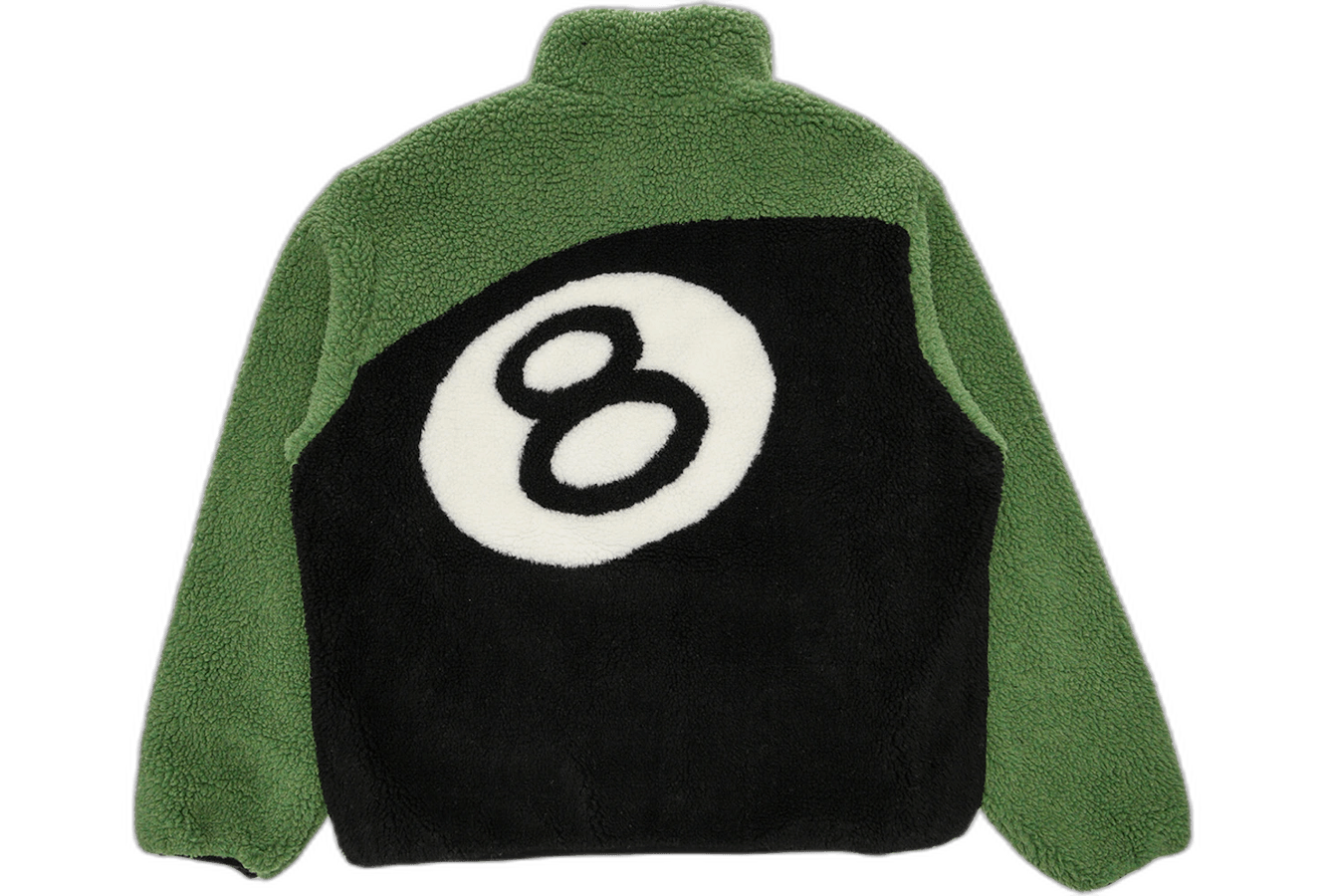 Stussy 8 Ball Sherpa Reversible Jacket Green - Sneakerzone