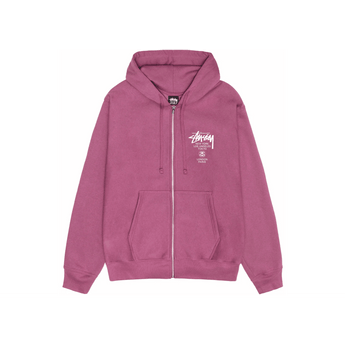 Stussy World Tour Zip Hoodie Berry - Sneakerzone