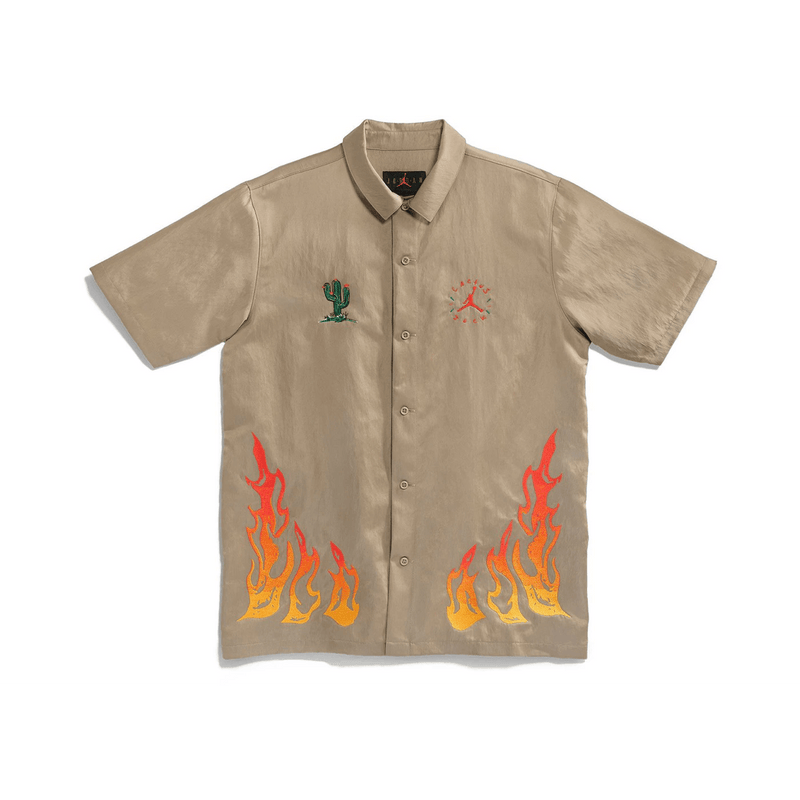 Travis Scott Cactus Jack x Jordan Button Down Shirt Khaki/University Red product image